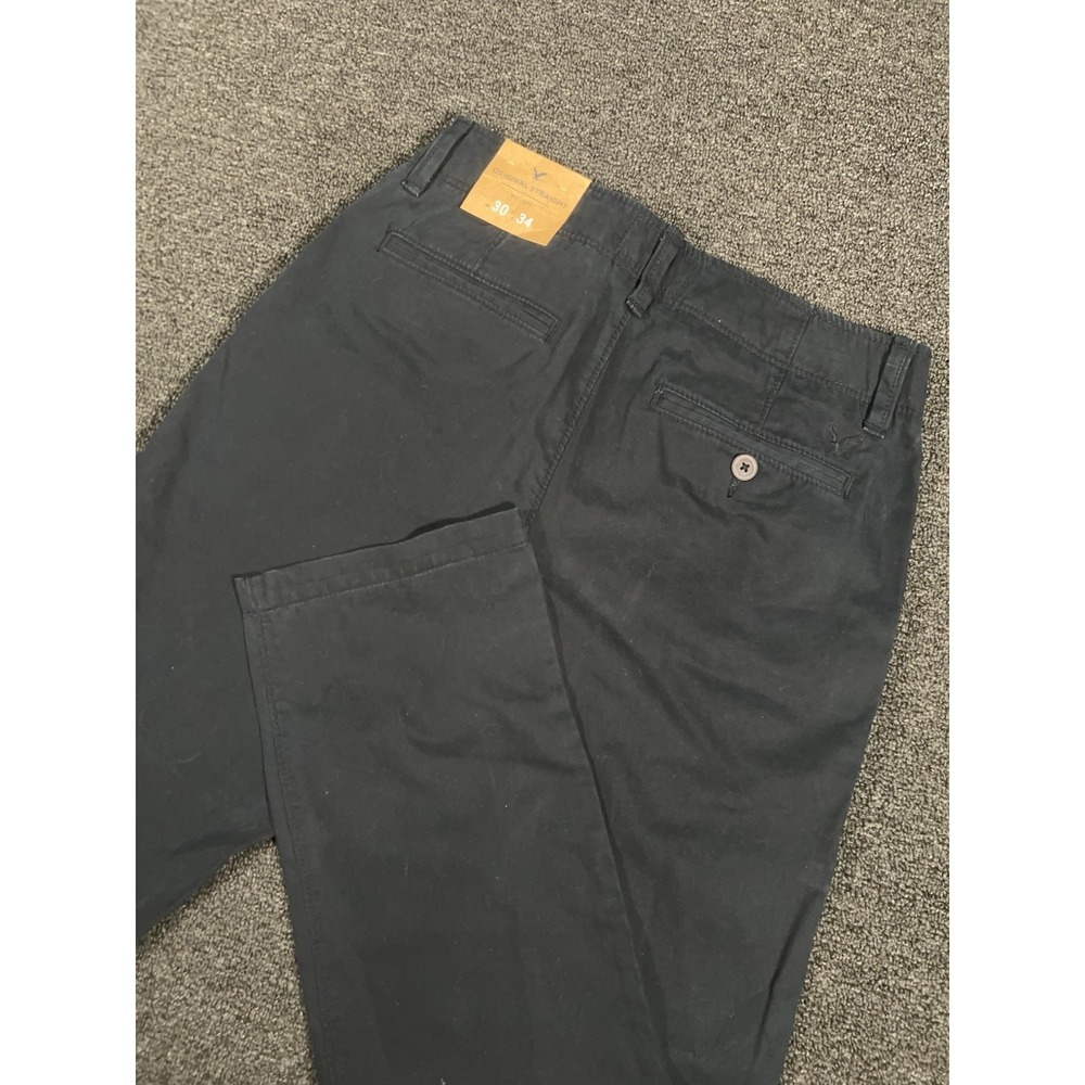 New American Eagle Pants Men's 30x34 (Fits 31x33) Black Blue Chino Casual